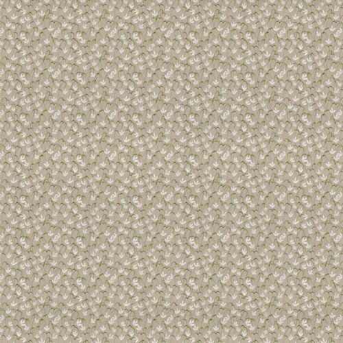 Floral Beige Fabric - Fresia Printed Cotton Fabric (By The Metre) Stone Voyage Maison