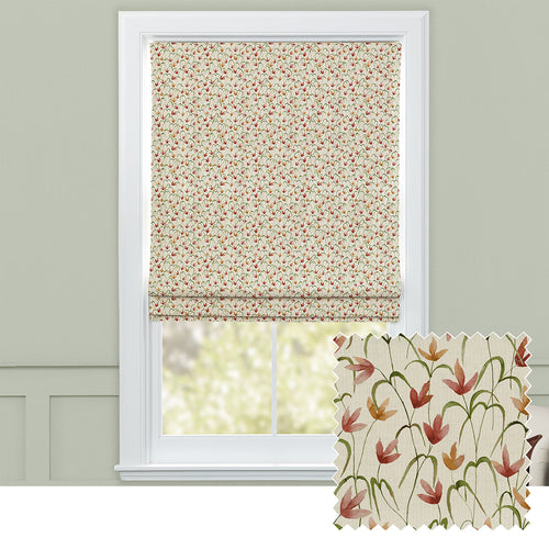 Floral Red M2M - Fresia Printed Cotton Made to Measure Roman Blinds Linen Voyage Maison