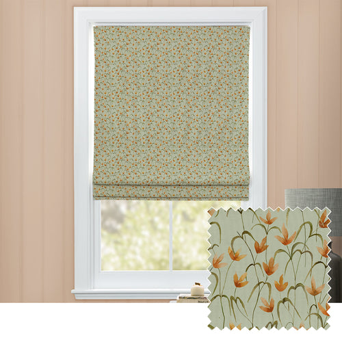 Floral Green M2M - Fresia Printed Cotton Made to Measure Roman Blinds Sky Voyage Maison
