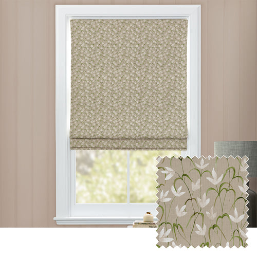 Floral Beige M2M - Fresia Printed Cotton Made to Measure Roman Blinds Stone Voyage Maison