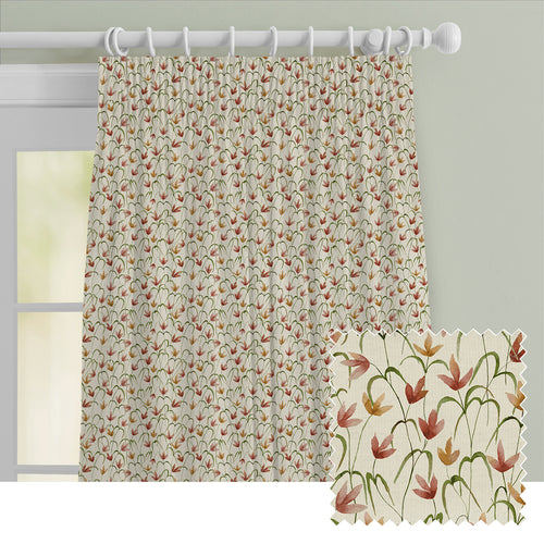Floral Red M2M - Fresia Printed Cotton Made to Measure Curtains Linen Voyage Maison