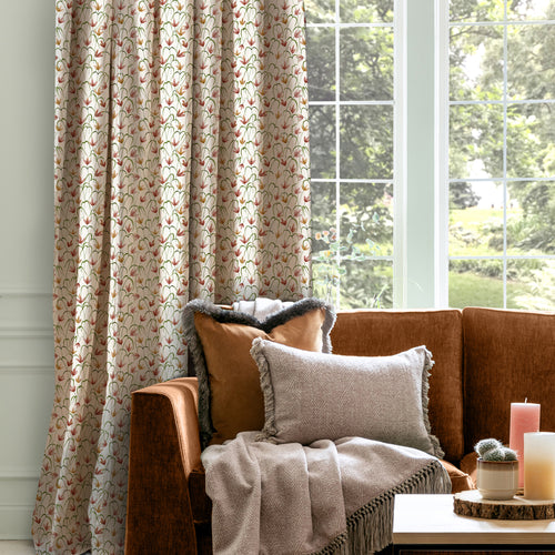 Floral Red M2M - Fresia Printed Cotton Made to Measure Curtains Linen Voyage Maison