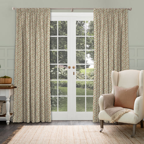 Floral Red M2M - Fresia Printed Cotton Made to Measure Curtains Linen Voyage Maison