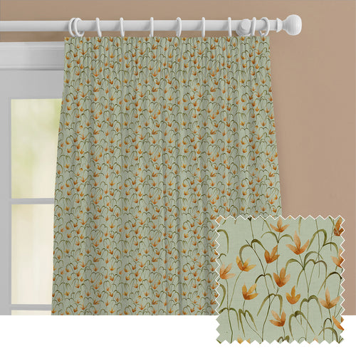 Floral Green M2M - Fresia Printed Cotton Made to Measure Curtains Sky Voyage Maison