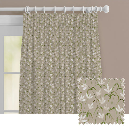 Floral Beige M2M - Fresia Printed Cotton Made to Measure Curtains Stone Voyage Maison