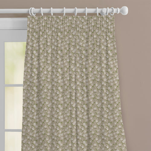 Floral Beige M2M - Fresia Printed Cotton Made to Measure Curtains Stone Voyage Maison