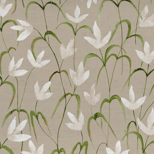 Floral Beige M2M - Fresia Printed Cotton Made to Measure Curtains Stone Voyage Maison