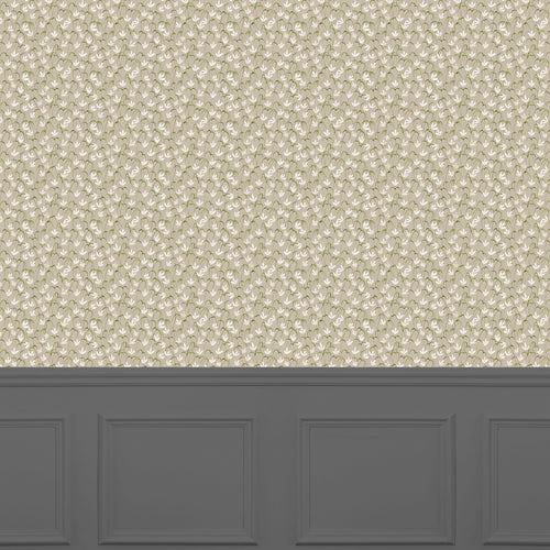 Floral Beige Wallpaper - Fresia  1.4m Wide Width Wallpaper (By The Metre) Stone Voyage Maison