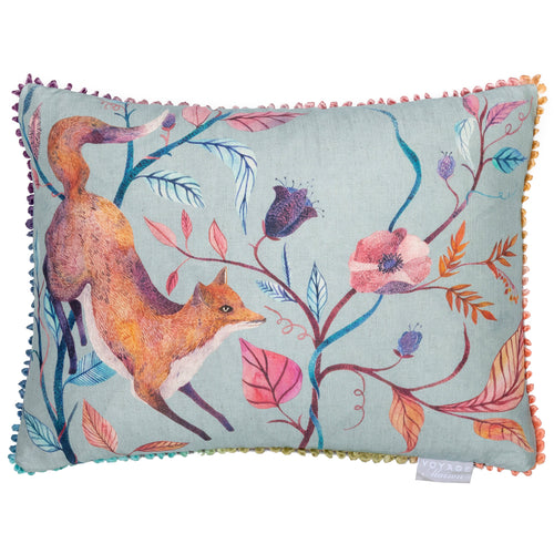 Voyage Maison Frieda Fox Printed Feather Cushion in Robins Egg