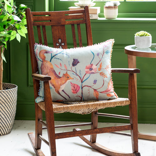Voyage Maison Frieda Fox Printed Feather Cushion in Robins Egg