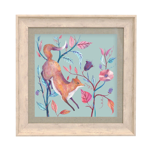 Animal Pink Wall Art - Frieda Fox  Framed Print Birch/Robins Egg Voyage Maison