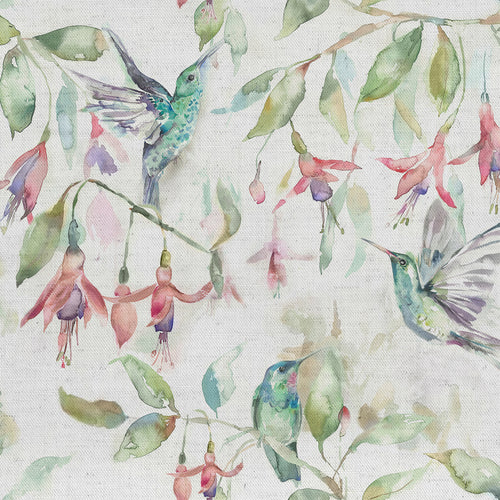 Samples - Fuchsia Flight Printed Fabric Sample Swatch Cream Voyage Maison