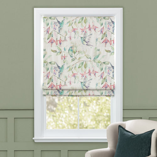 Animal Green M2M - Fuchsia Flight Printed Cotton Made to Measure Roman Blinds Default Voyage Maison