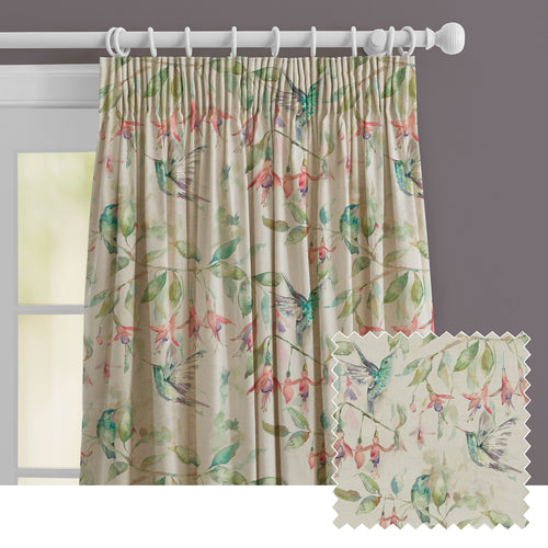 Animal Cream M2M - Fuchsia Flight Printed Made to Measure Curtains Linen Voyage Maison