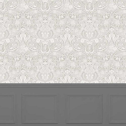 Floral Grey Wallpaper - Galadriel  1.4m Wide Width Wallpaper (By The Metre) Stone Voyage Maison