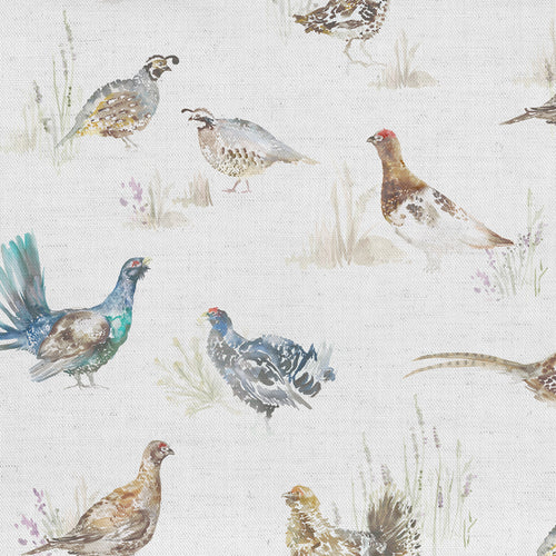 Voyage Maison Game Birds Printed Linen Fabric Remnant in Cream