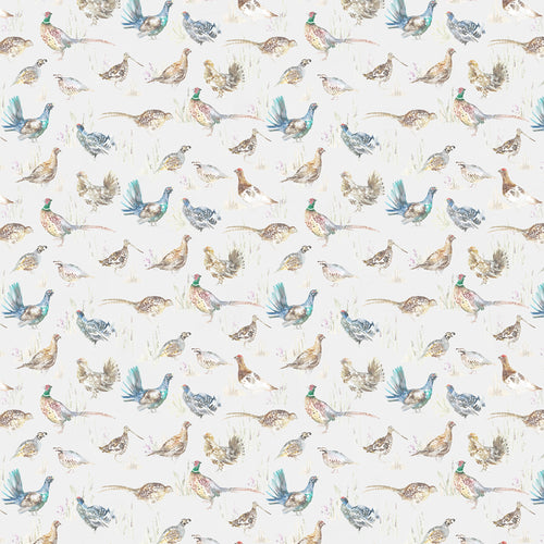 Animal Cream Fabric - Game Birds Printed Linen Fabric (By The Metre) Mini Voyage Maison