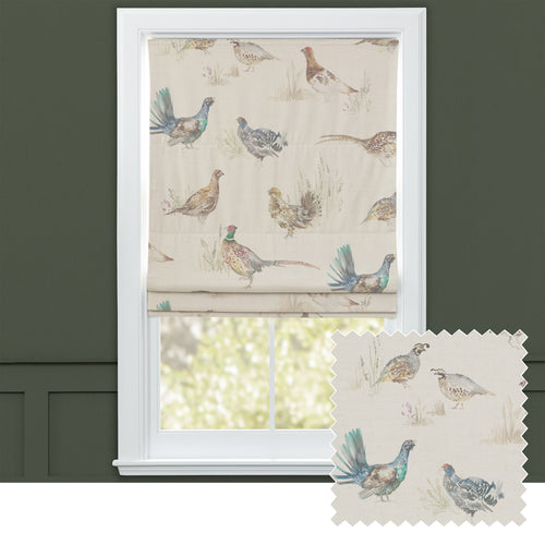 Animal Cream M2M - Game Birds Printed Linen Made to Measure Roman Blinds Natural Voyage Maison