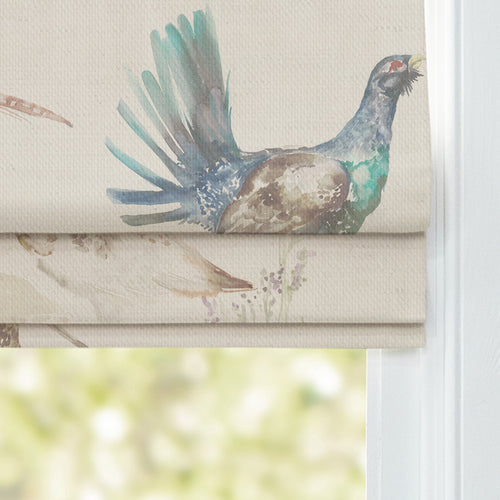 Animal Cream M2M - Game Birds Printed Linen Made to Measure Roman Blinds Natural Voyage Maison