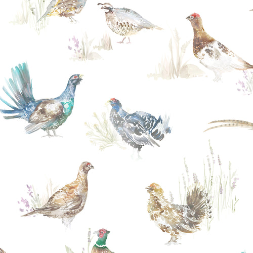 Animal Cream M2M - Game Birds Printed Linen Made to Measure Roman Blinds Natural Voyage Maison