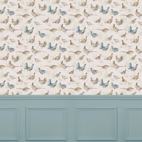 Game Birds 1.4m Wide Width Wallpaper (By The Metre) Linen