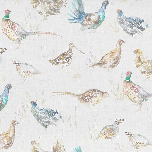 Voyage Maison Game Birds Mini Printed Linen Fabric Remnant in Cream
