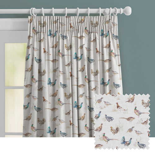 Animal Cream M2M - Game Birds Mini Linen Printed Made to Measure Curtains Cream Voyage Maison