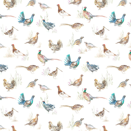 Animal Cream M2M - Game Birds Mini Linen Printed Made to Measure Curtains Cream Voyage Maison