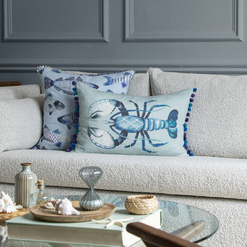 Voyage Maison Gerroa Printed Feather Cushion in Seafoam