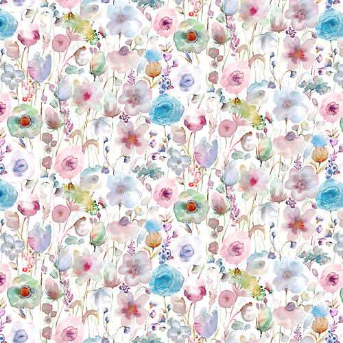 Floral Pink Fabric - Gospiana Printed Cotton Fabric (By The Metre) Apricot/Cream Voyage Maison