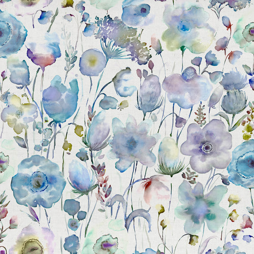 Floral Blue Fabric - Gospiana Printed Cotton Fabric (By The Metre) Crocus/Cream Voyage Maison