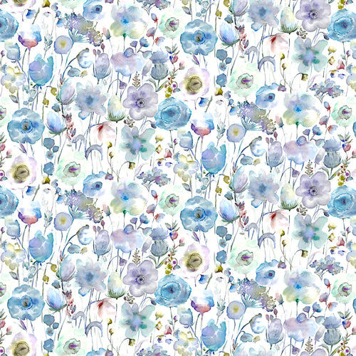 Floral Blue Fabric - Gospiana Printed Cotton Fabric (By The Metre) Crocus/Cream Voyage Maison