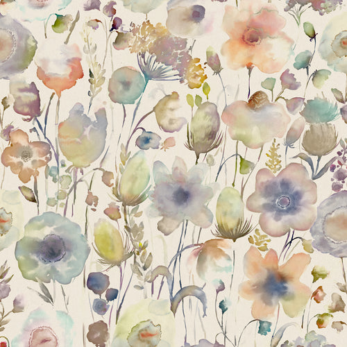Floral Blue Fabric - Gospiana Printed Cotton Fabric (By The Metre) Coral/Cloud Voyage Maison