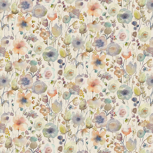 Floral Blue Fabric - Gospiana Printed Cotton Fabric (By The Metre) Coral/Cloud Voyage Maison