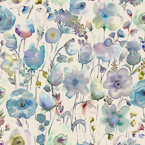 Floral Blue Fabric - Gospiana Printed Cotton Fabric (By The Metre) Crocus Voyage Maison