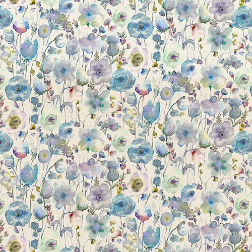 Floral Blue Fabric - Gospiana Printed Cotton Fabric (By The Metre) Crocus Voyage Maison