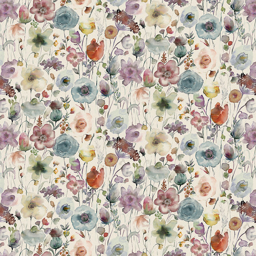 Floral Purple Fabric - Gospiana Printed Cotton Fabric (By The Metre) Haze Voyage Maison