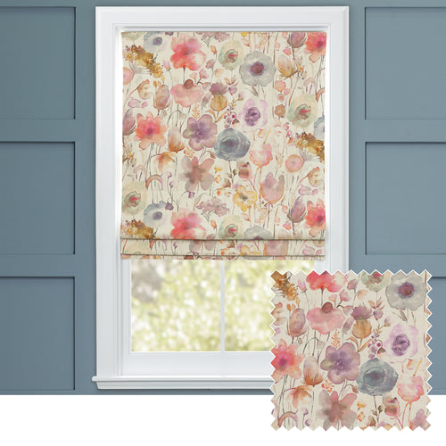 Floral Orange M2M - Gospiana Printed Cotton Made to Measure Roman Blinds Boysenberry Voyage Maison