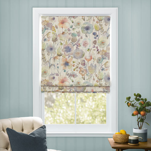 Floral Blue M2M - Gospiana Printed Cotton Made to Measure Roman Blinds Coral/Cloud Voyage Maison