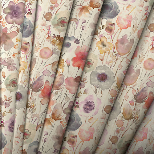 Floral White M2M - Gospiana Linen Printed Made to Measure Curtains Boysenberry Voyage Maison