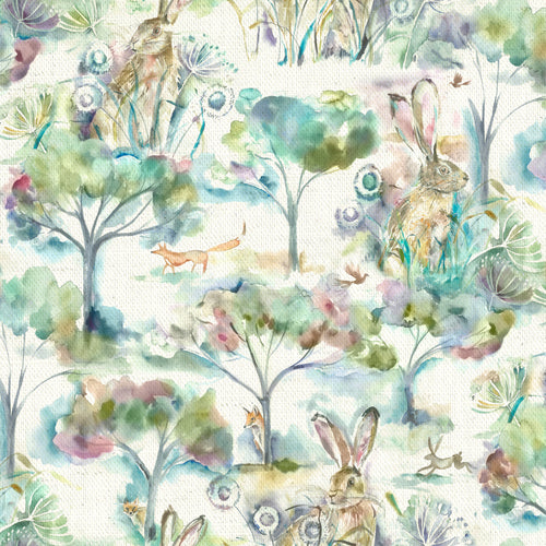 Animal Green Fabric - Grassmere Printed Cotton Fabric (By The Metre) Sweetpea Voyage Maison