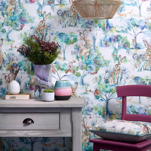Floral Blue Wallpaper - Grassmere  1.4m Wide Width Wallpaper (By The Metre) Sweetpea Voyage Maison