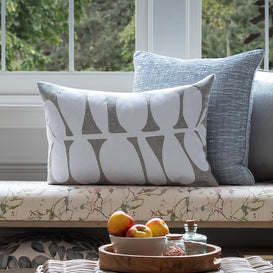 Voyage Maison Guava Embroidered Feather Cushion in Steel