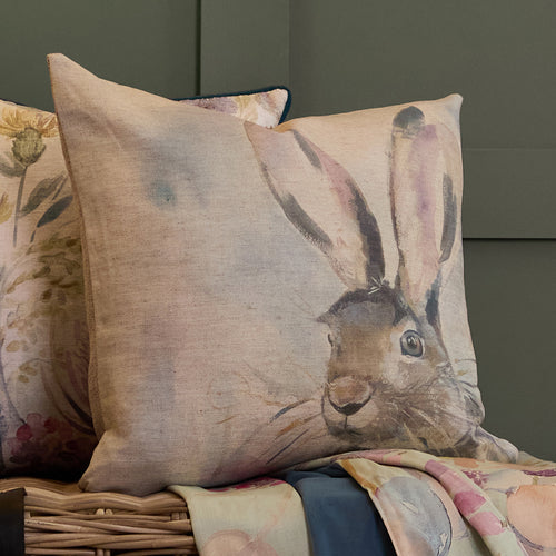 Animal Cream Cushions - Harriet Hare Printed Feather Filled Cushions Natural Voyage Maison