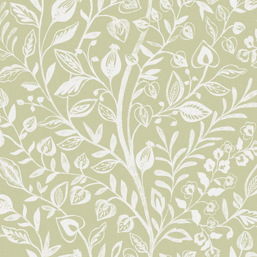Floral Green Wallpaper - Harlow  1.4m Wide Width Wallpaper (By The Metre) Meadow Voyage Maison