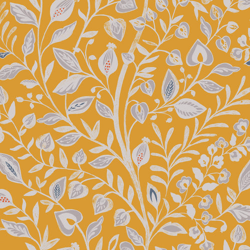 Floral Yellow Wallpaper - Harlow  1.4m Wide Width Wallpaper (By The Metre) Mustard Voyage Maison