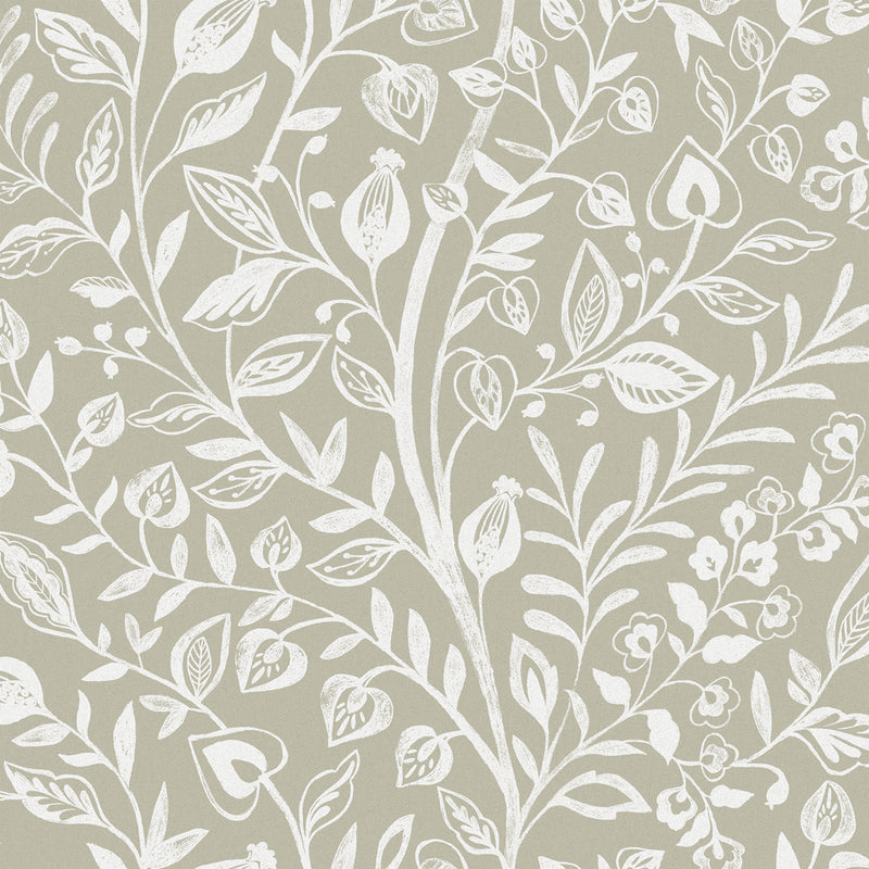 Floral Green Wallpaper - Harlow  1.4m Wide Width Wallpaper (By The Metre) Sage Voyage Maison