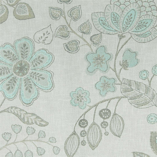 Floral Blue Fabric - Hartwell Woven Jacquard Fabric (By The Metre) Duck Egg Voyage Maison