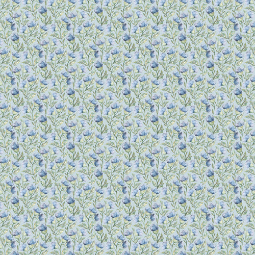 Floral Blue Fabric - Hawick Printed Cotton Fabric (By The Metre) Bluebell Voyage Maison