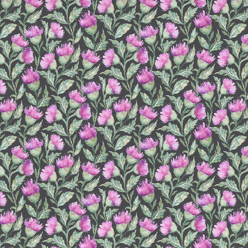 Floral Black Fabric - Hawick Printed Cotton Fabric (By The Metre) Graphite Voyage Maison
